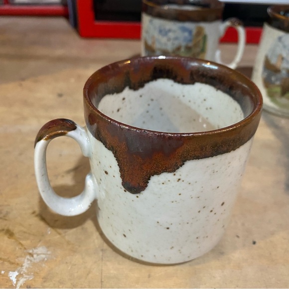 Set of 6 Vintage Royal Schwabap, Fisherman tending his Nets 6oz Mugs - Picture 6 of 6